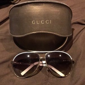 Gucci aviators white and gold